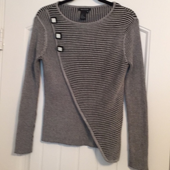SPANNER Sweaters - Spanner wrap front gray and black sweater size M